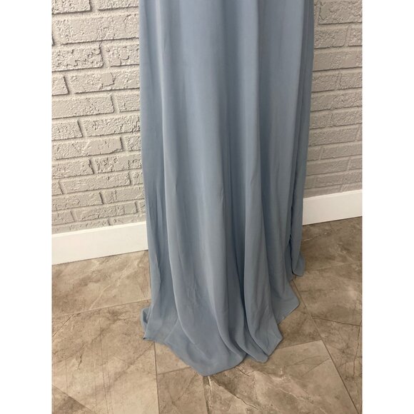 Happy Wedding Blue Pleated Lace-Up Back Bridesmaid Gown Size 12 - Picture 12 of 16
